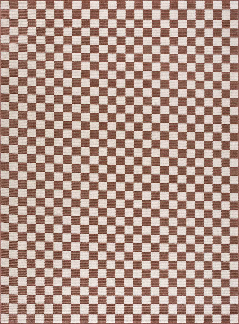 Kaysar Brown Checkered Washable Area Rug by Boutique Rugs