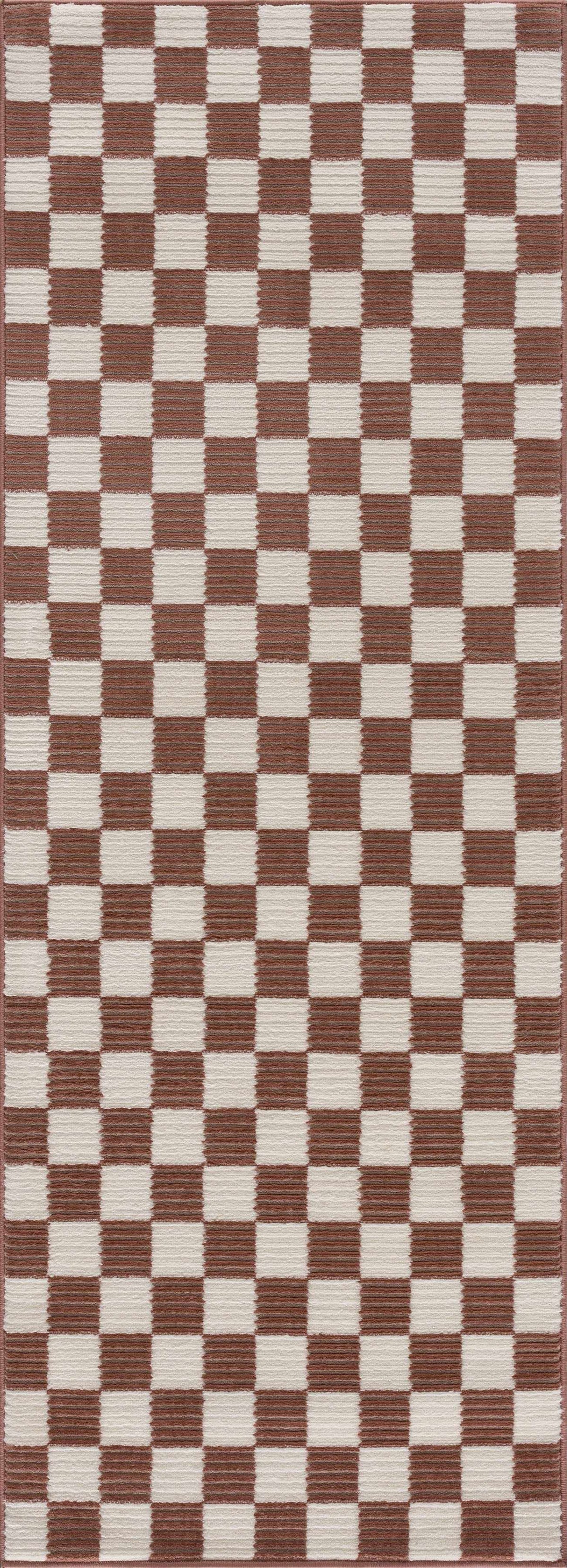 Kaysar Brown Checkered Washable Area Rug, photo 5 of 16