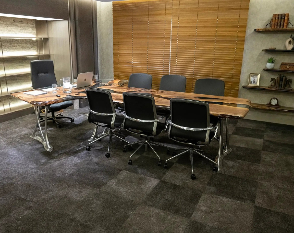 Luxury D-Shaped Walnut & Epoxy Executive Desk, photo 7 of 20