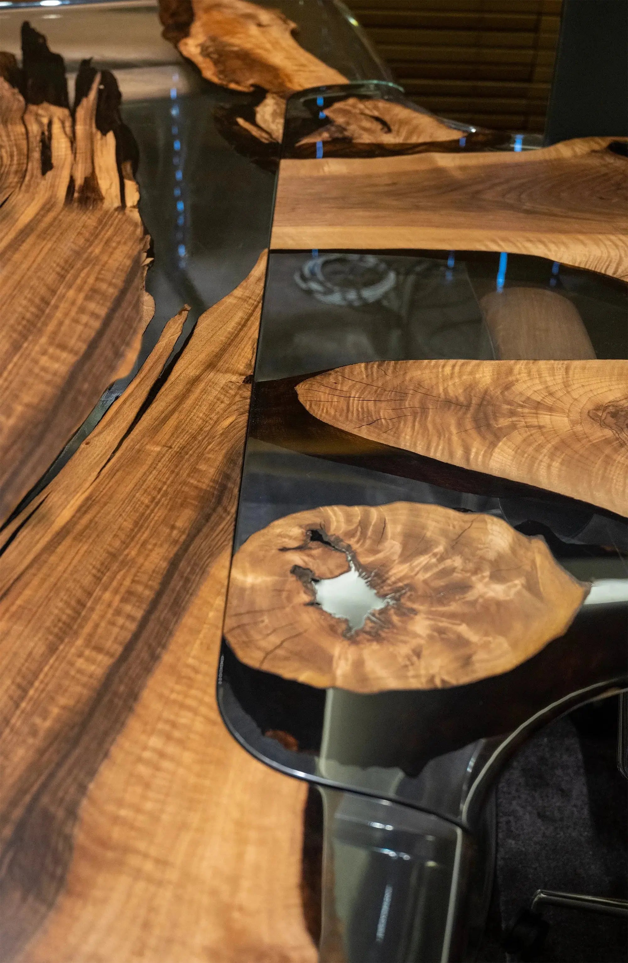 Luxury D-Shaped Walnut & Epoxy Executive Desk by Gizz