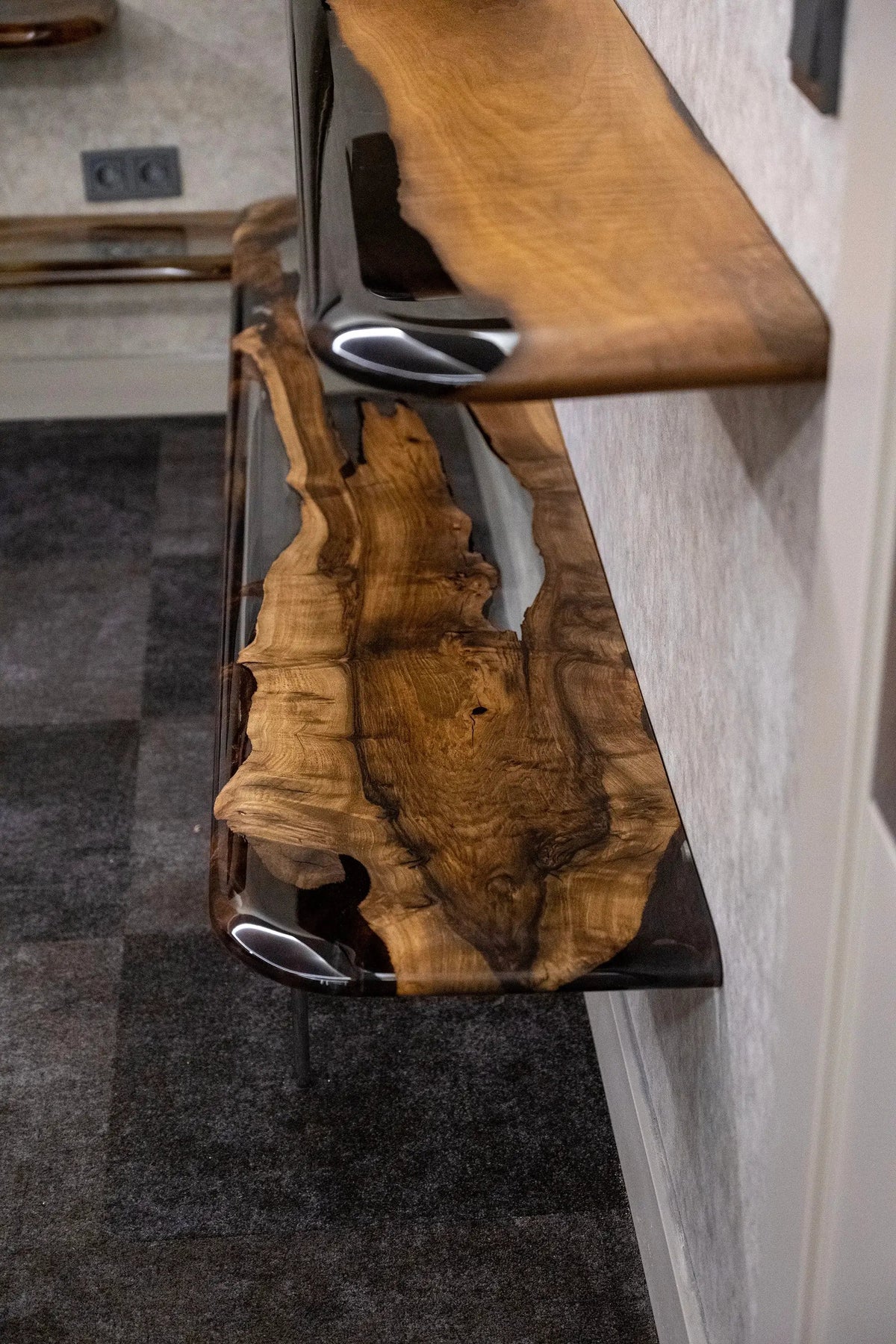 Luxury D-Shaped Walnut & Epoxy Executive Desk, photo 14 of 20