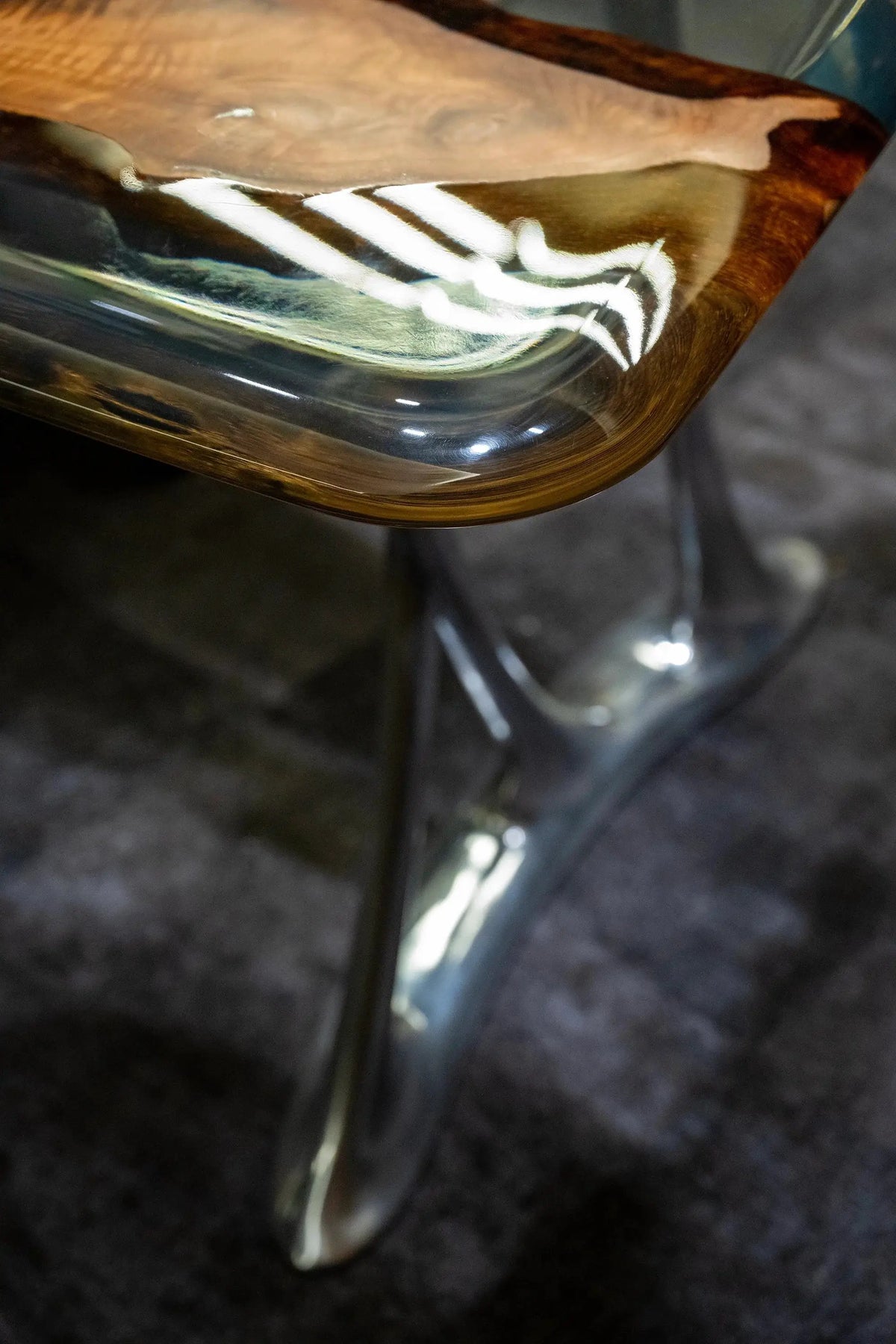Luxury D-Shaped Walnut & Epoxy Executive Desk, photo 3 of 20
