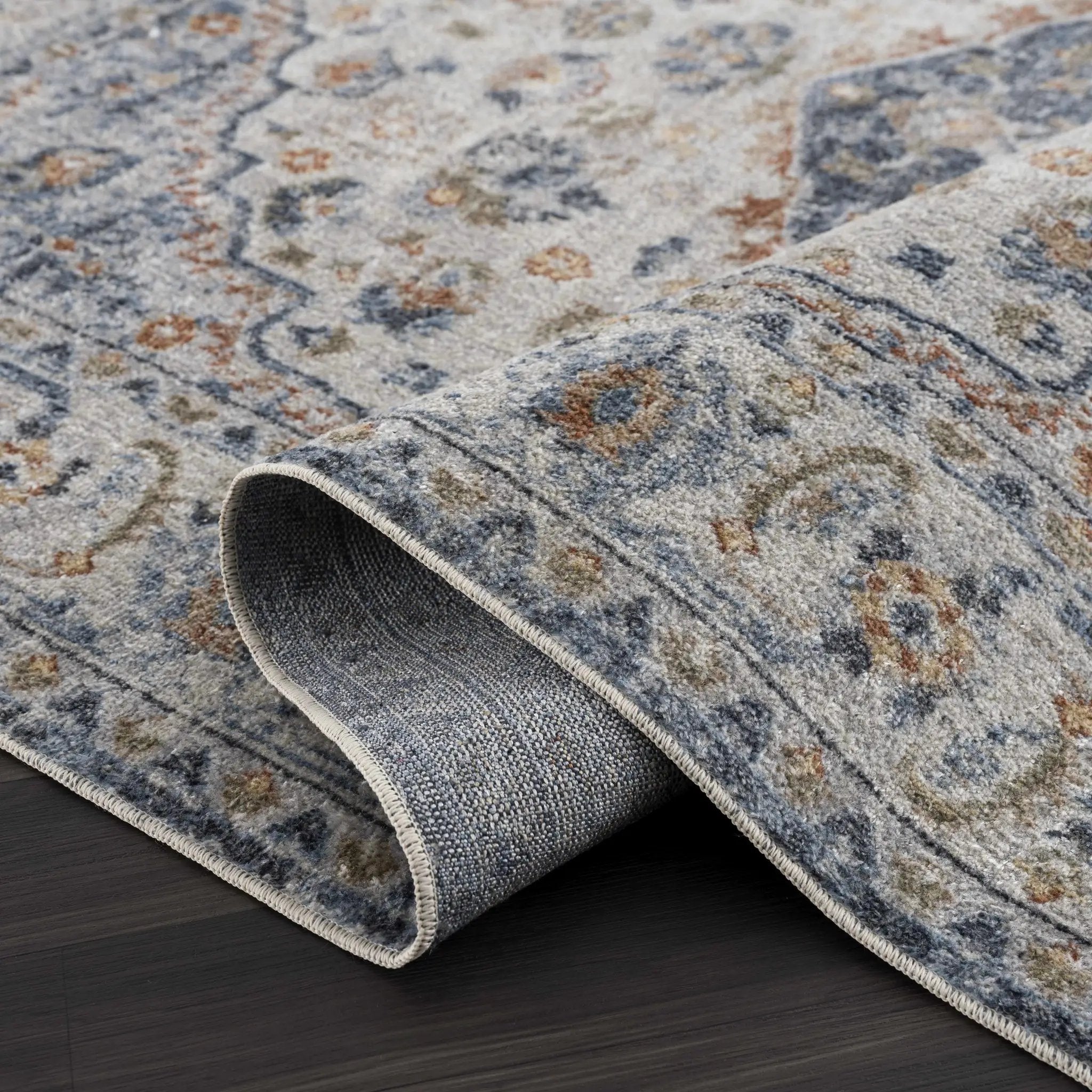 Hiti Cream&Blue Washable Rug - Clearance by Boutique Rugs