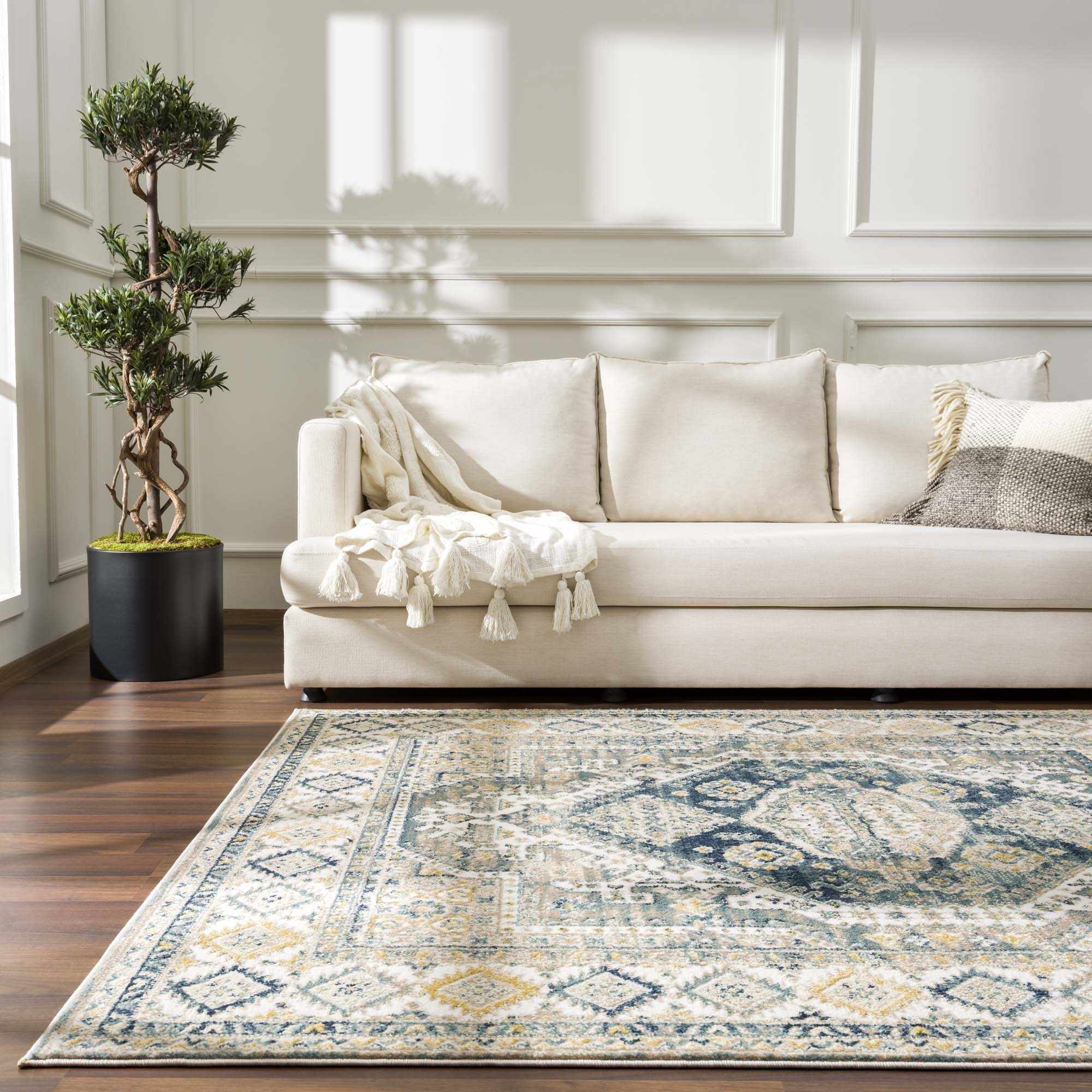 Brend Blue Medallion Area Rug - Clearance by Boutique Rugs