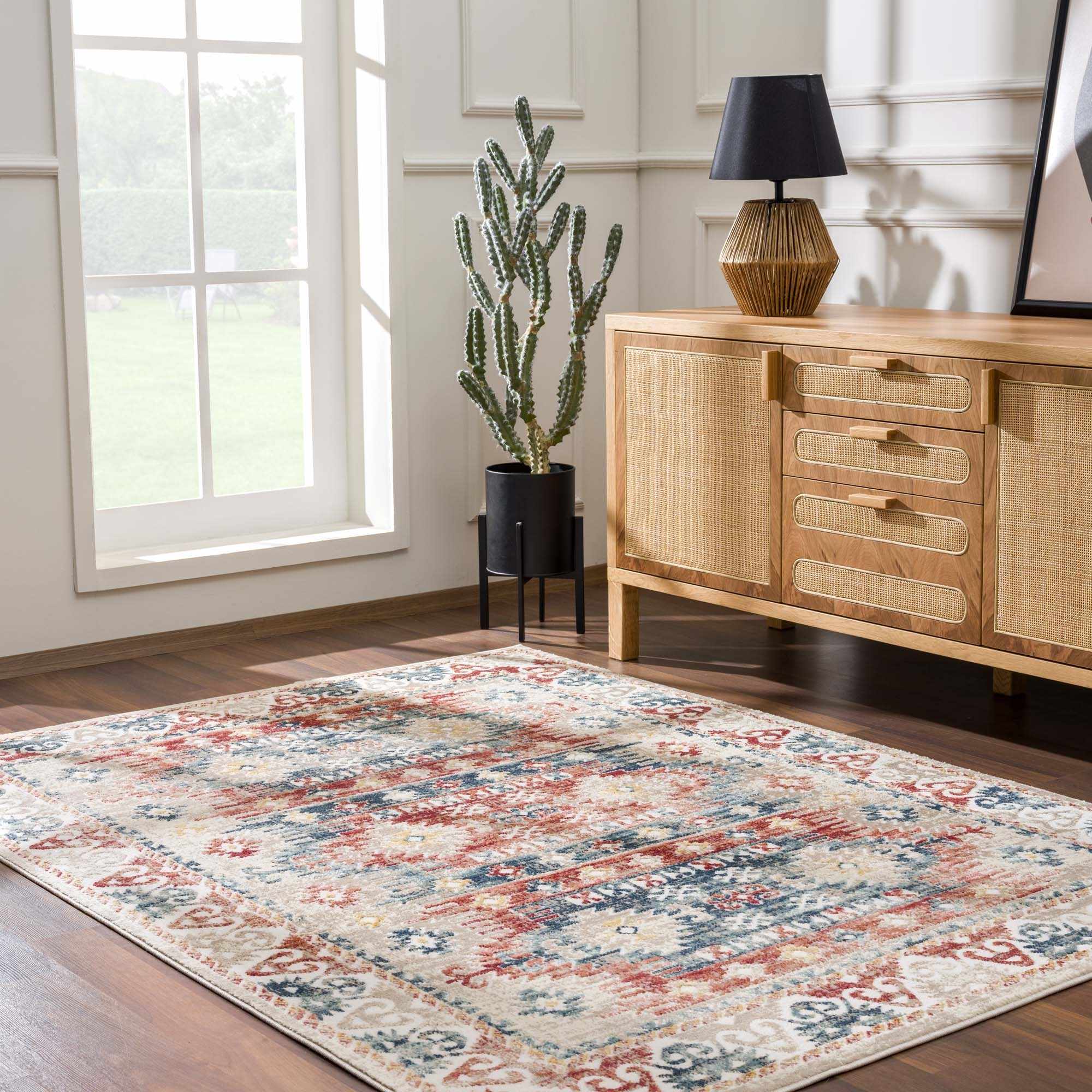 Bindi Blue & Rose Area Rug by Hauteloom