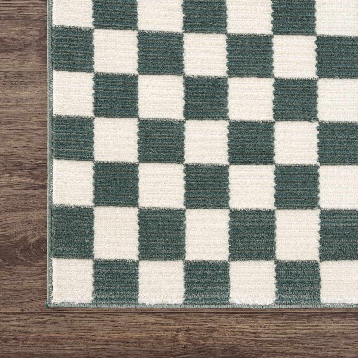Kaysar Oil Green Checkered Washable Area Rug, photo 3 of 14