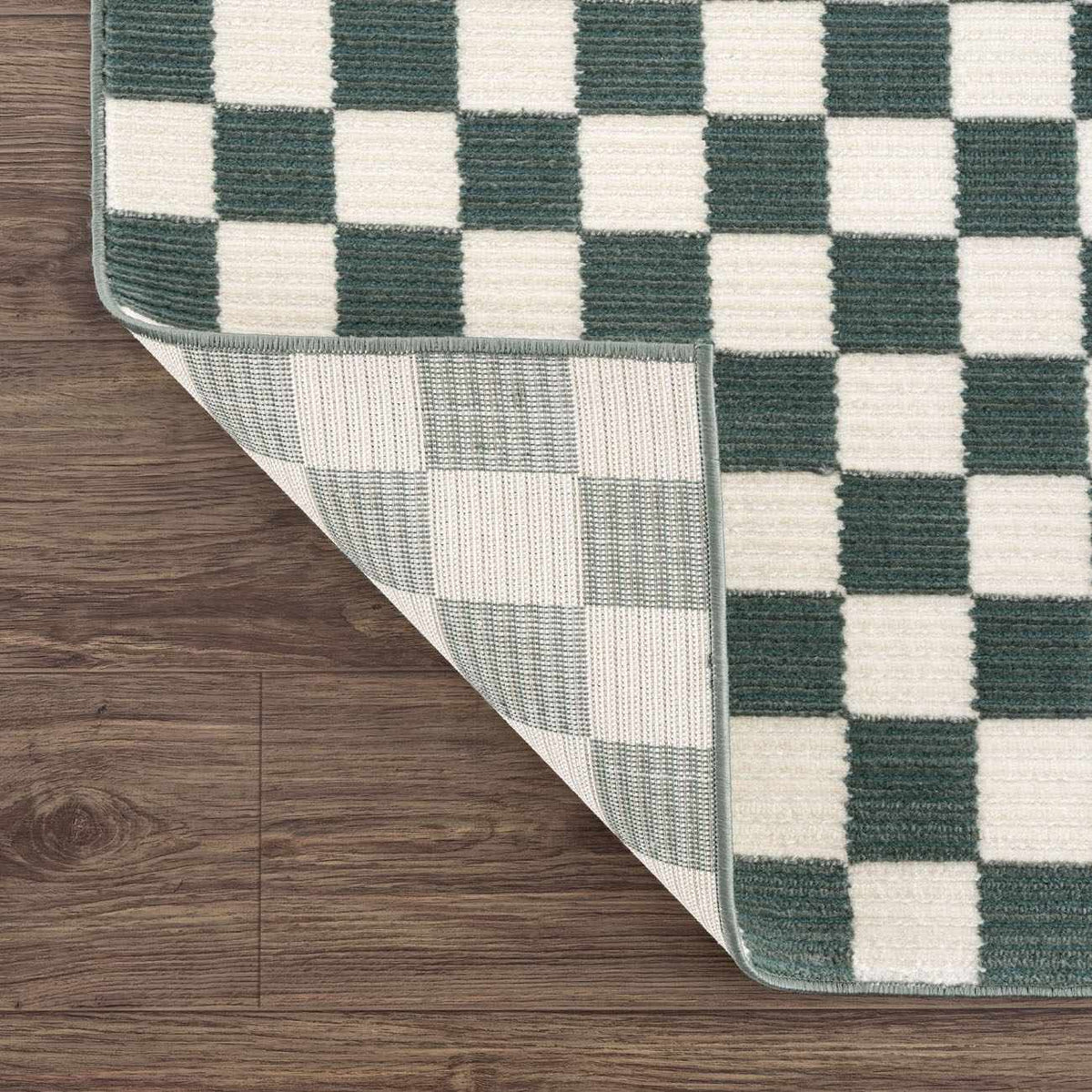 Kaysar Oil Green Checkered Washable Area Rug, photo 11 of 14