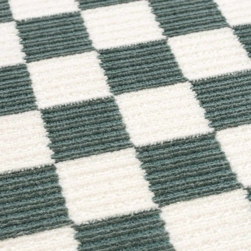 Kaysar Oil Green Checkered Washable Area Rug by Boutique Rugs