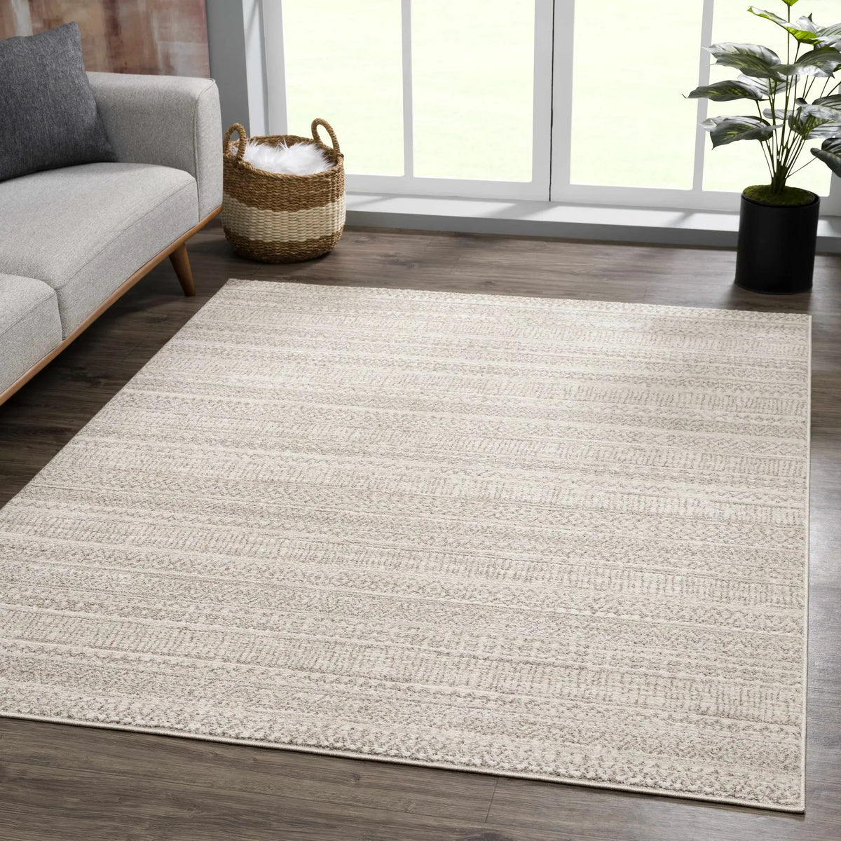 Nate Beige Tribal High Pile Carpet, photo 3 of 14
