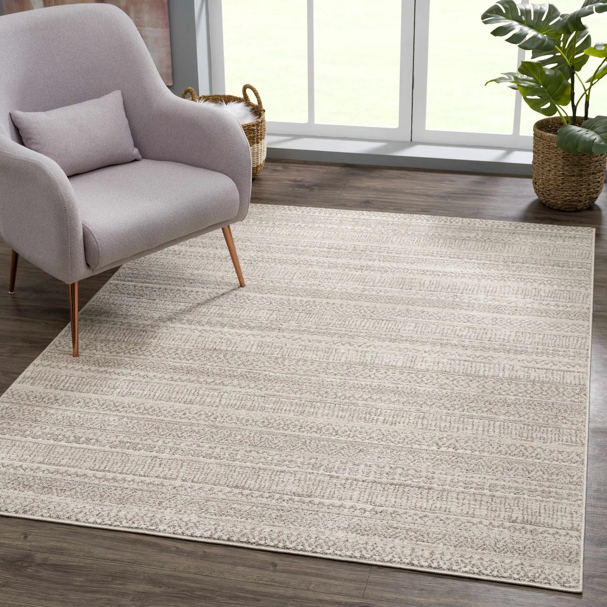 Nate Beige Tribal High Pile Carpet, photo 4 of 14