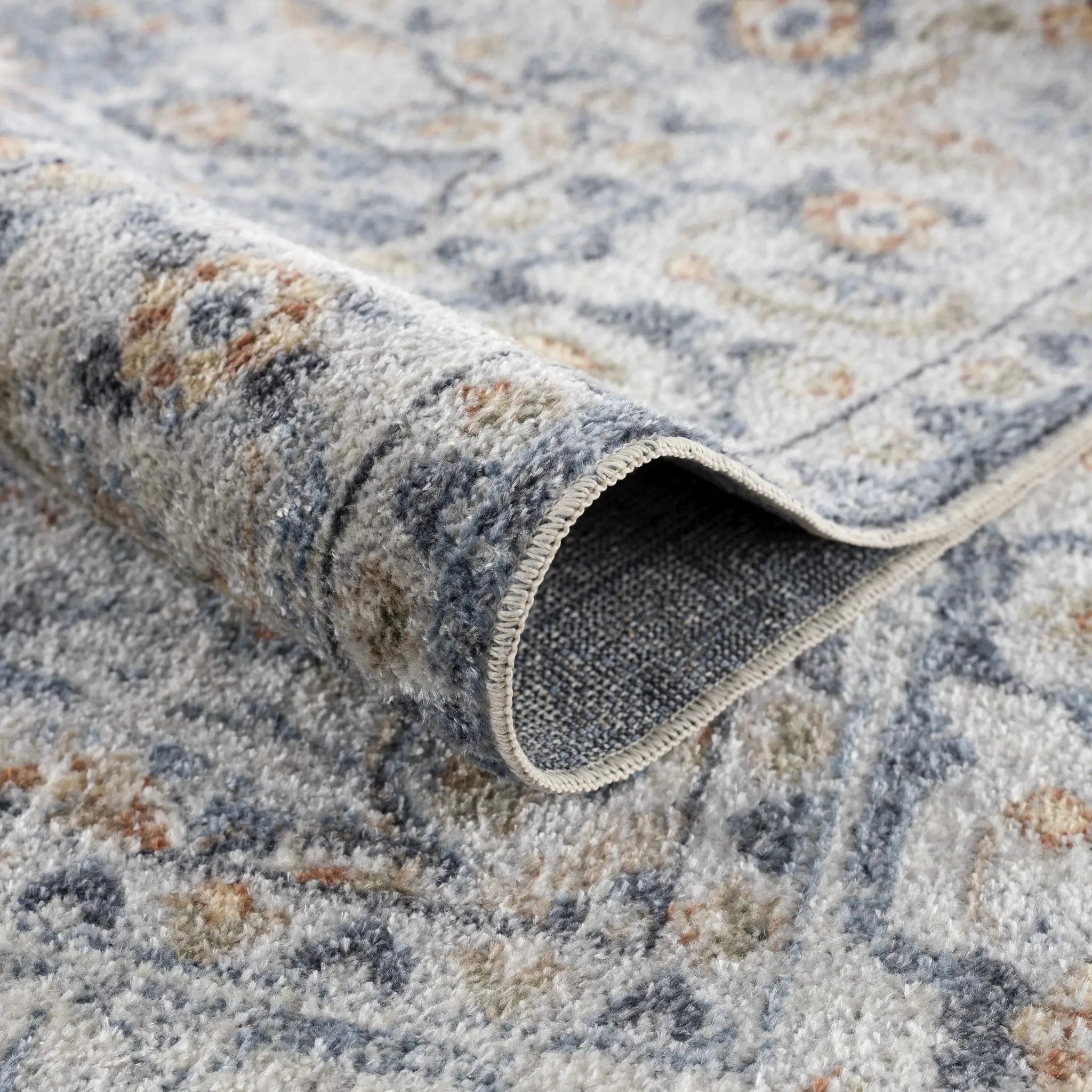 Hiti Cream&Blue Washable Rug - Clearance by Boutique Rugs