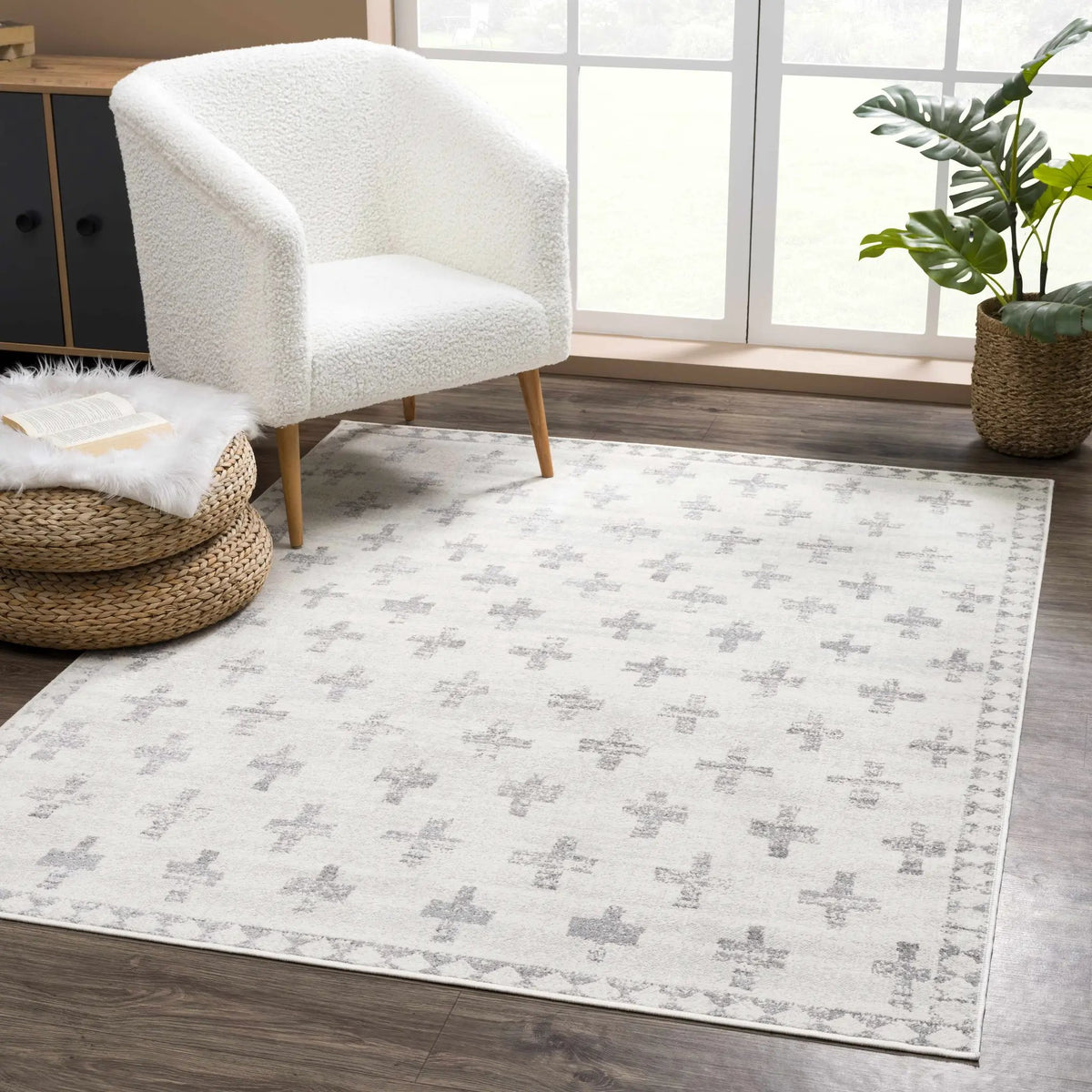 Tigris Swiss Cross Ivory & Gray 2322 Area Rug, photo 10 of 10