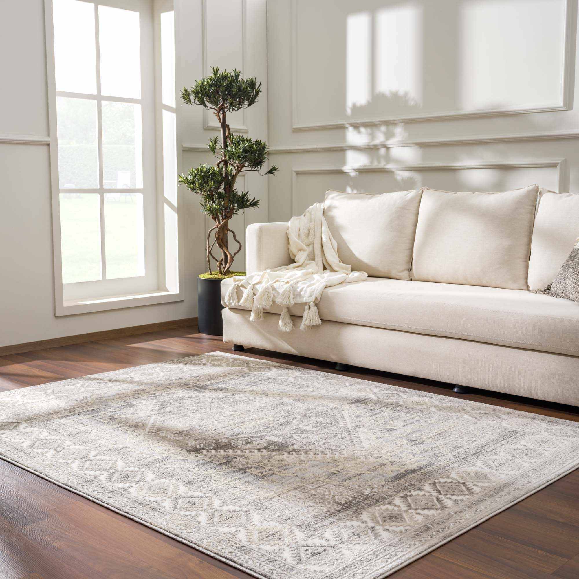 Brend Taupe Medallion Area Rug - Clearance by Boutique Rugs