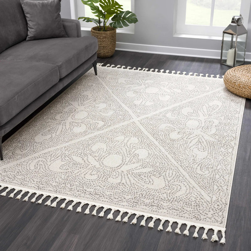 Birdwood Cream & Brown Area Rug by Hauteloom