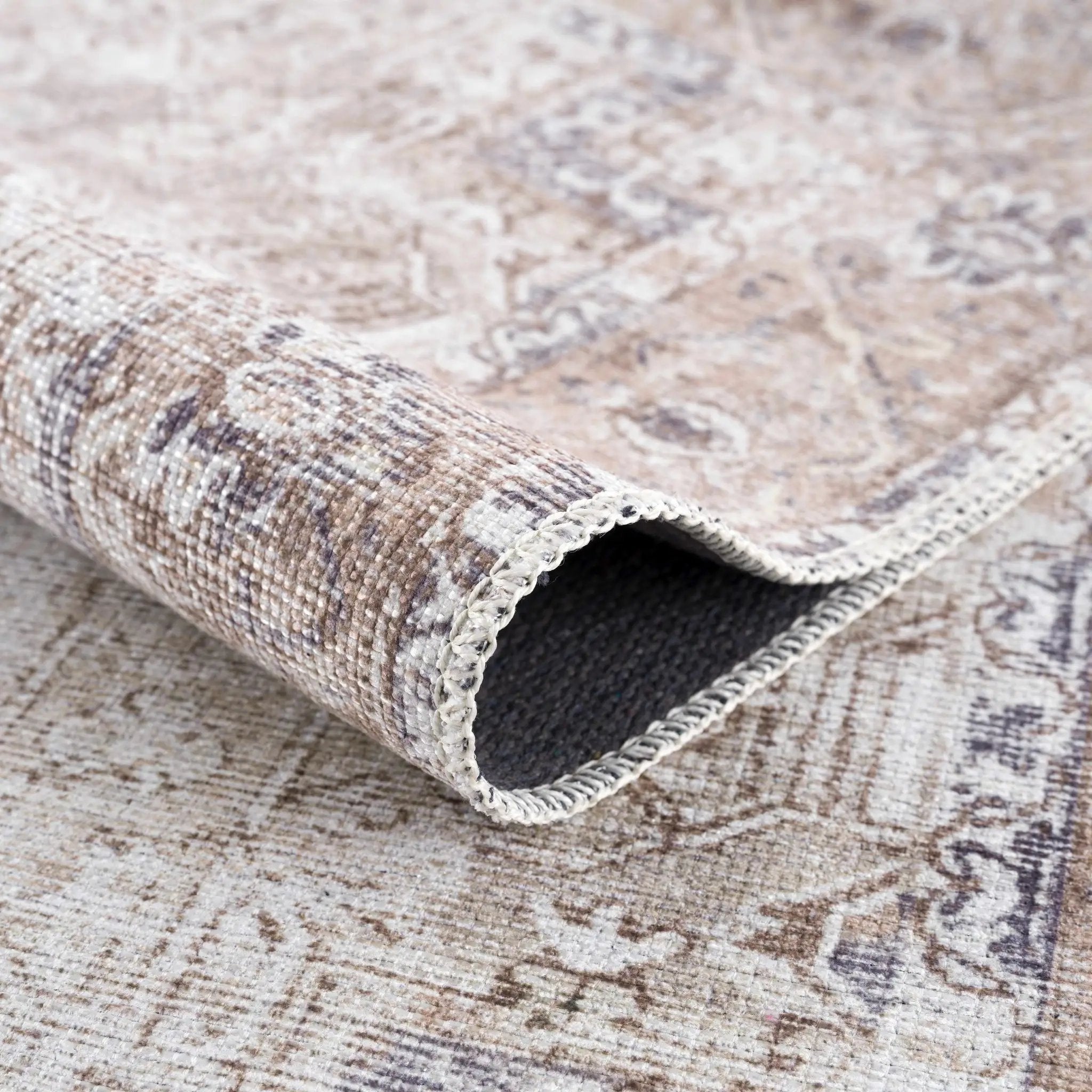 Beige Rosman Washable Area Rug by Hauteloom