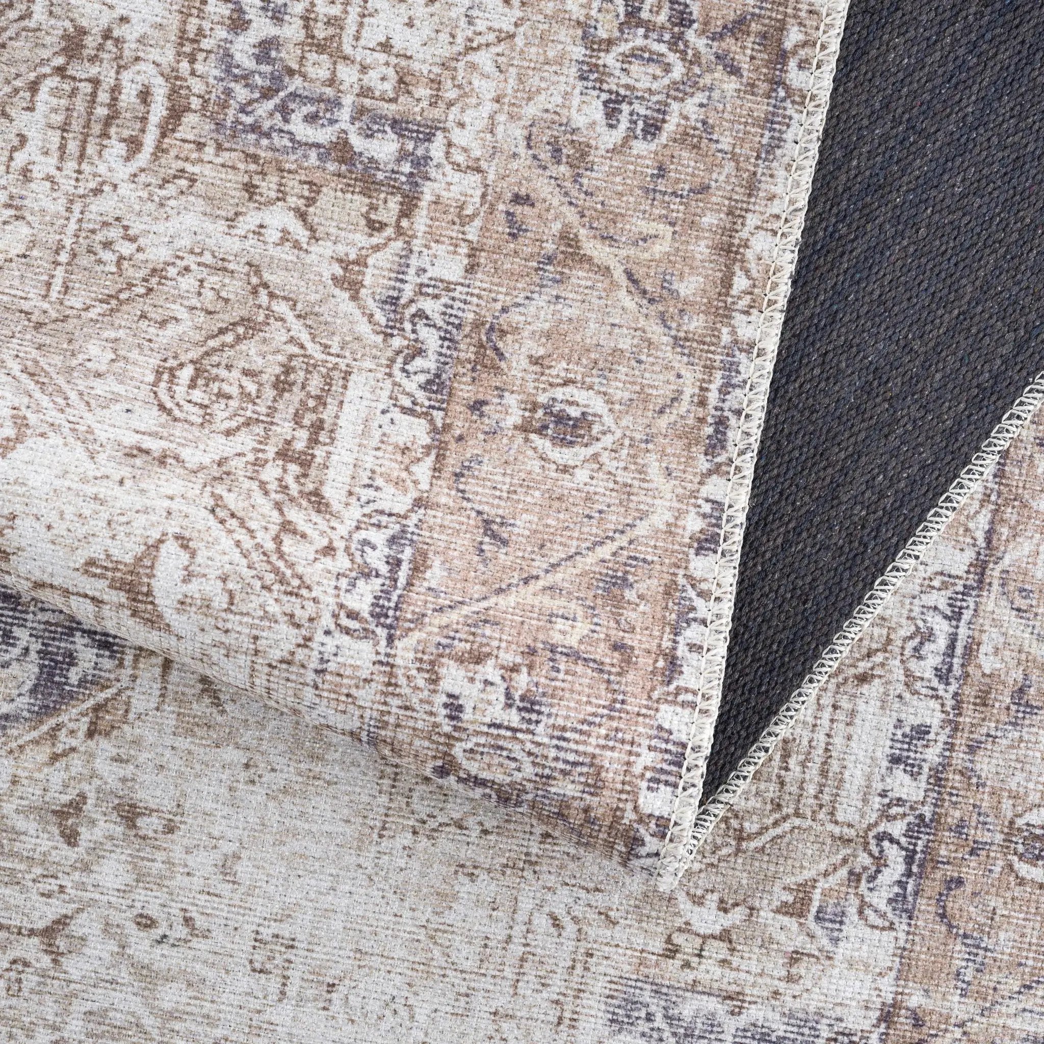 Beige Rosman Washable Area Rug by Hauteloom