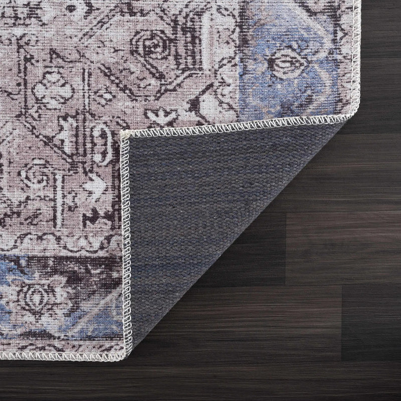 Rosman Blue&Beige Washable Area Rug by Hauteloom