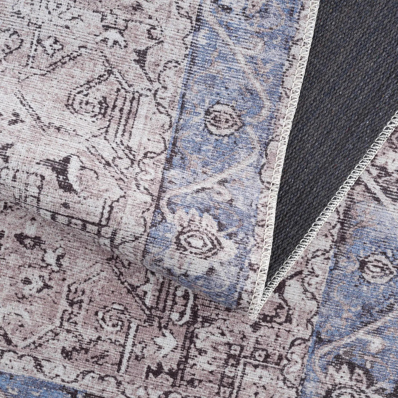 Rosman Blue&Beige Washable Area Rug by Hauteloom