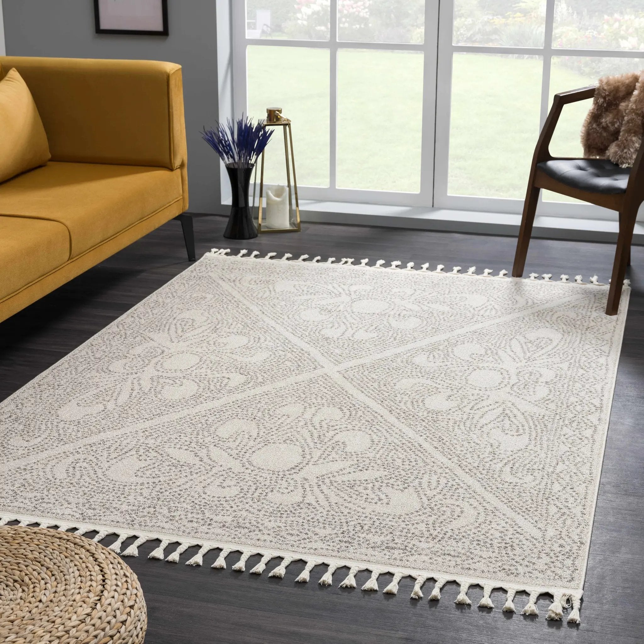 Birdwood Cream & Brown Area Rug by Hauteloom