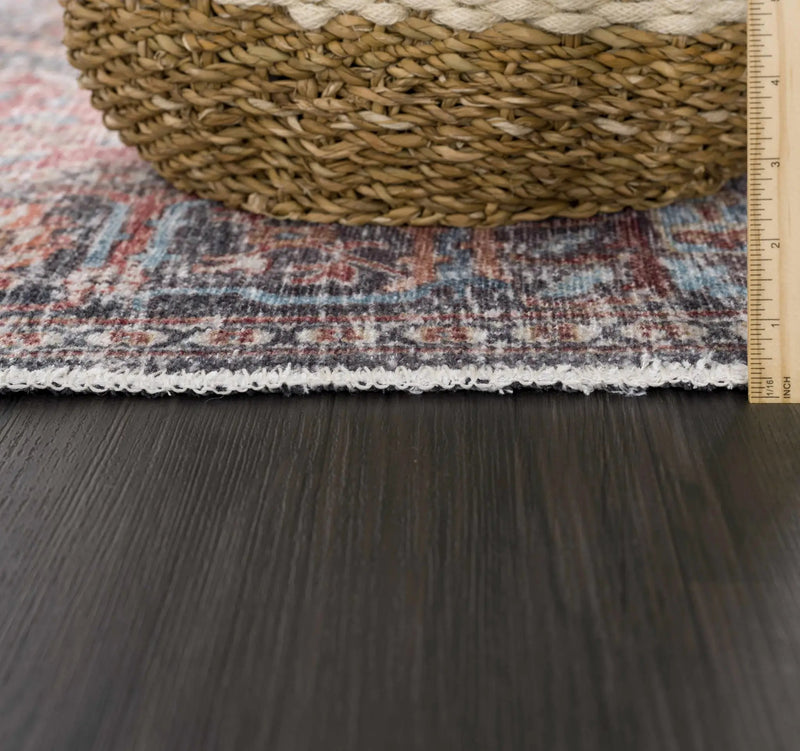 Blue Burgundy Holi-2302 Washable Area Rug by Hauteloom