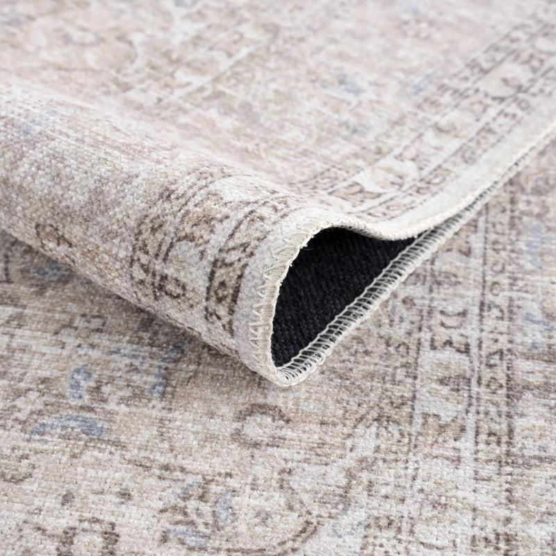 Cream Holi-2301 Washable Area Rug by Hauteloom