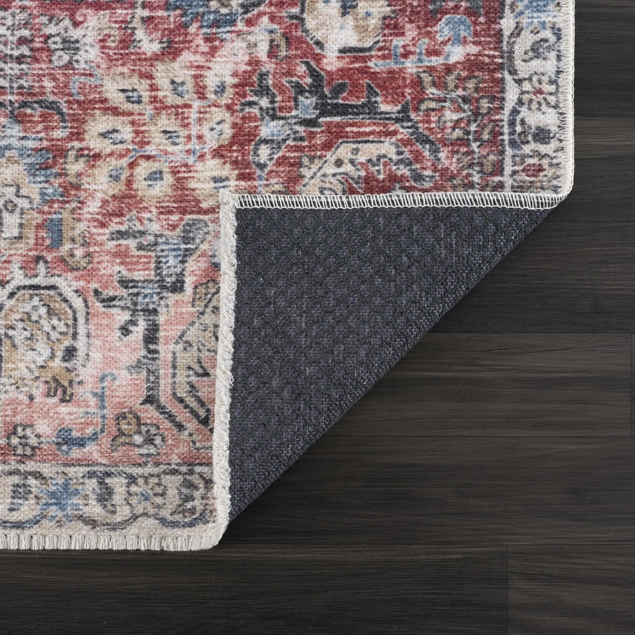 Burgundy Holi-2303 Washable Area Rug by Hauteloom