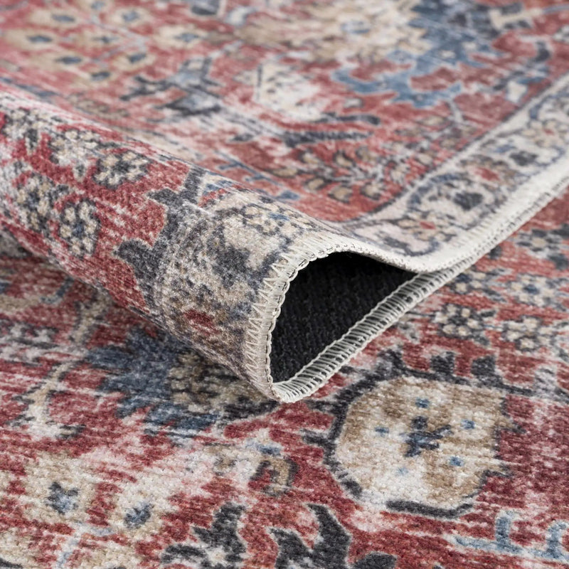 Burgundy Holi-2303 Washable Area Rug by Hauteloom