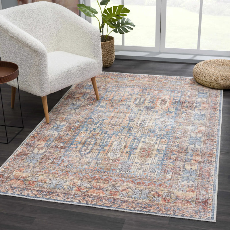 Burnt Orange Holi-2300 Washable Area Rug by Hauteloom