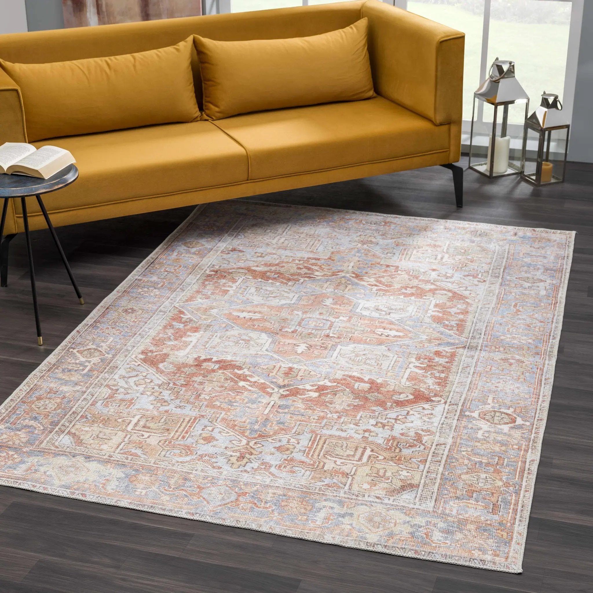 Maayon Medallion Rust Washable Area Rug by Hauteloom