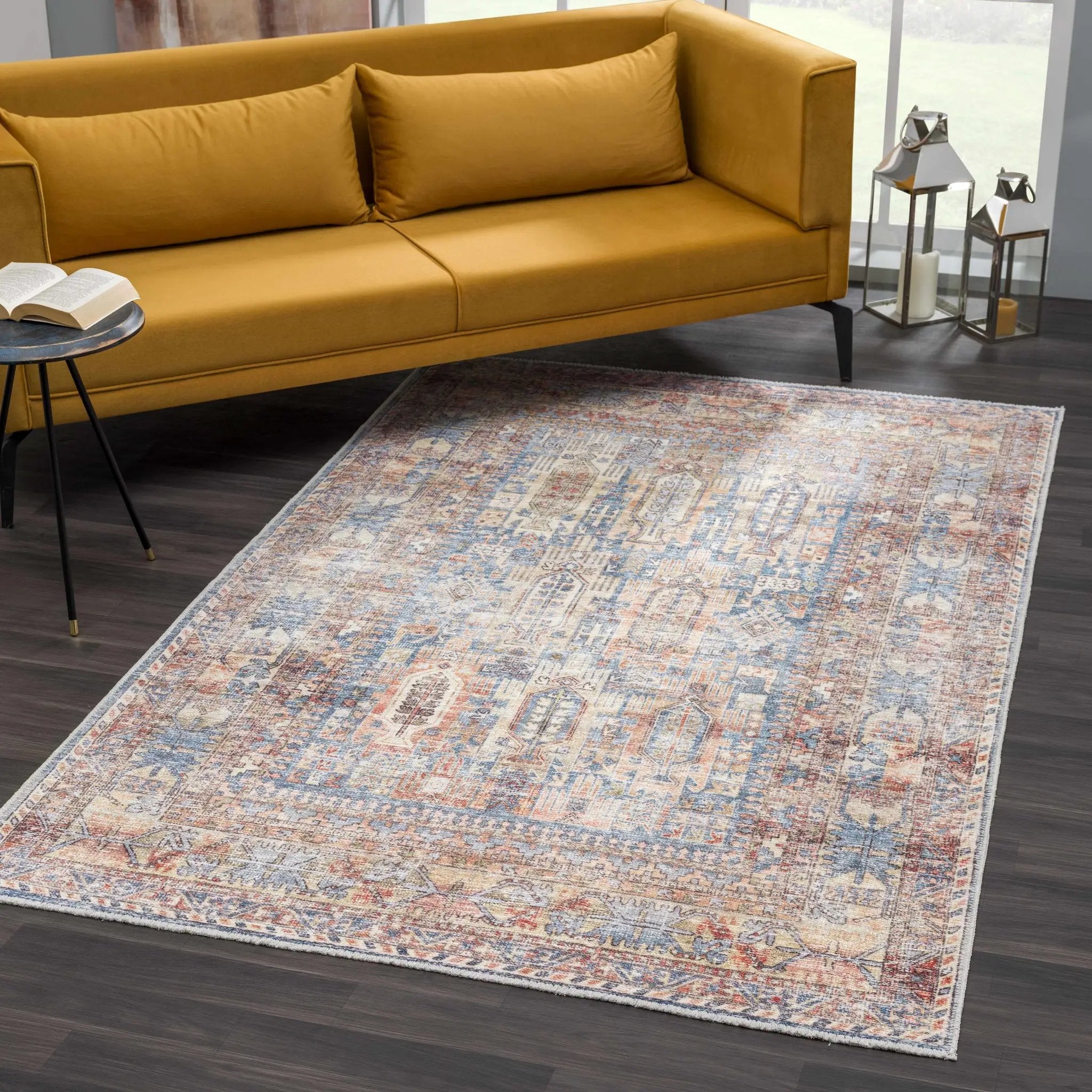 Burnt Orange Holi-2300 Washable Area Rug by Hauteloom