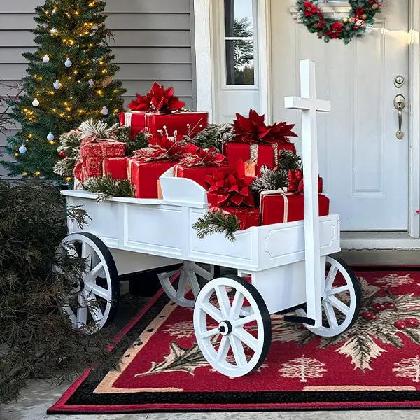 54 Inch Wood and Iron White Display Rolling Cart by Decor Steals