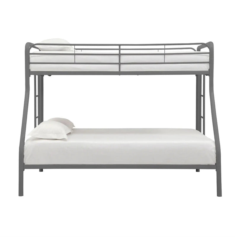 Twin over Full size Sturdy Metal Bunk Bed in Silver Finish by HomePacific