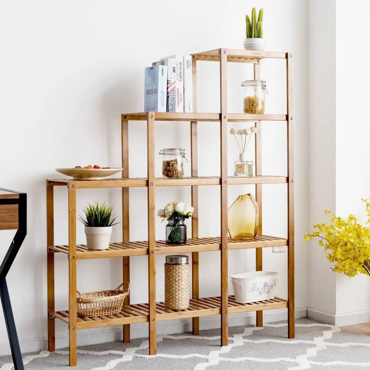 Bamboo Wood 5-Tier Versatile Bookcase Plant Stand Storage Rack by HomePacific