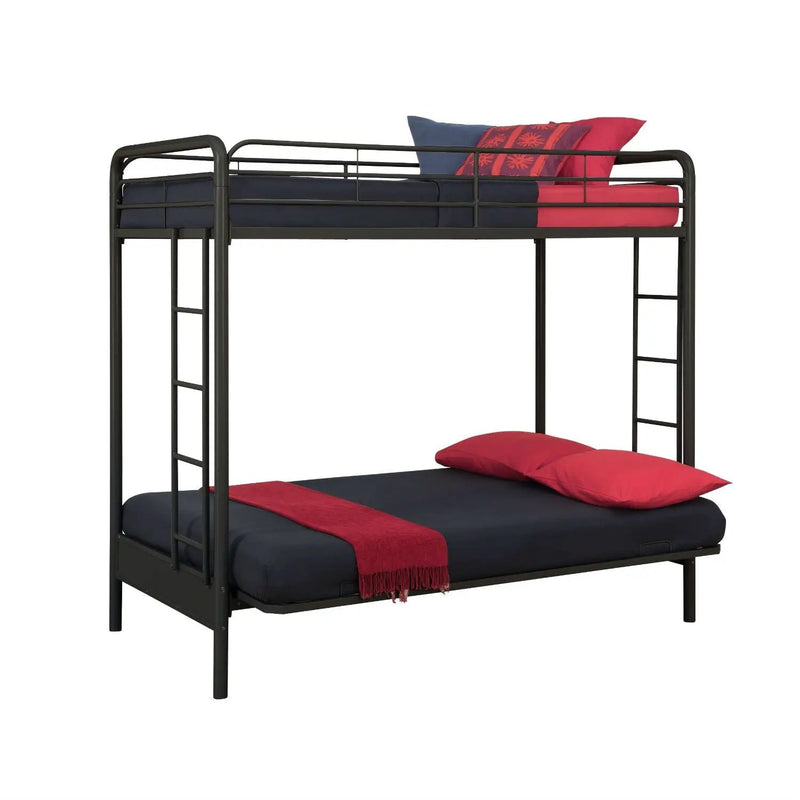 Twin over Full Futon Bunk Bed Sleeper Sofa in Black Metal by HomePacific