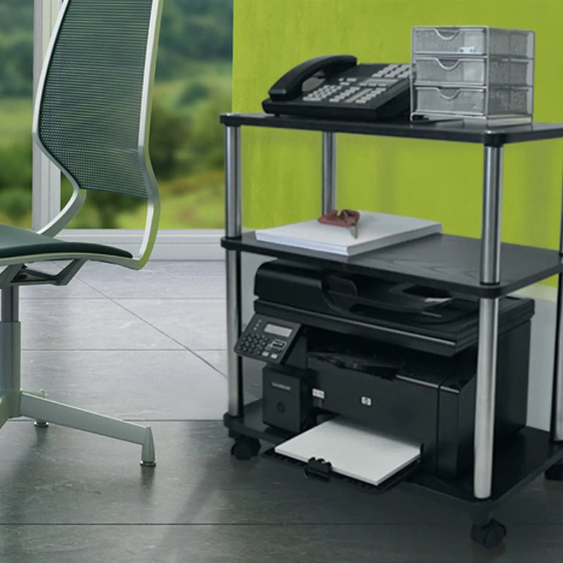 3-Shelf Mobile Home Office Caddy Printer Stand Cart in Black by HomePacific