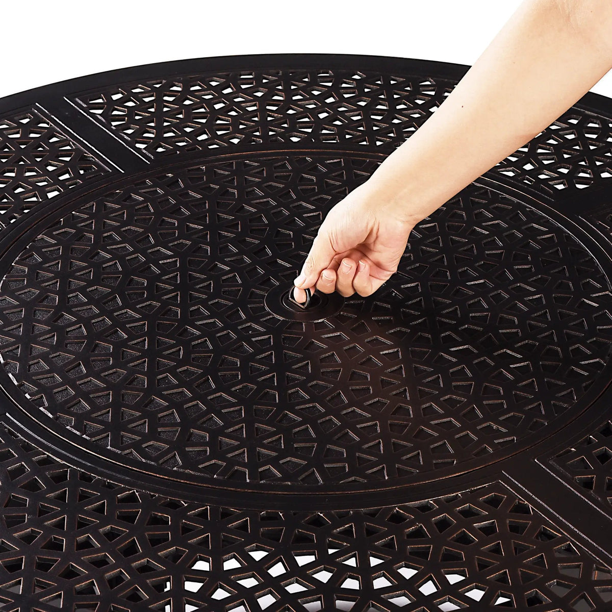 Aluminum 44-in Round Propane Fire Table with Beads, Covers and Lid by Sharicks
