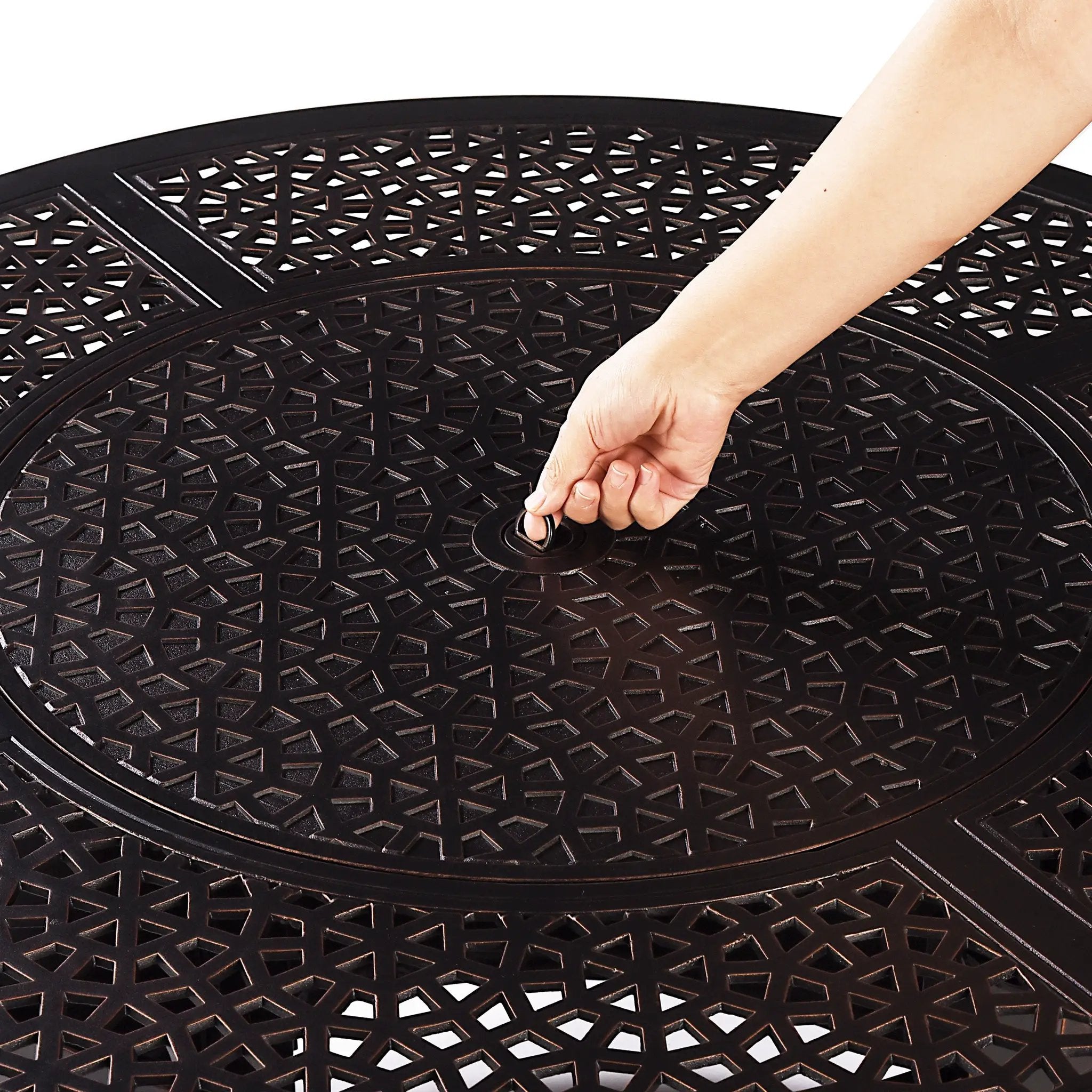 Aluminum 44-in Round Propane Fire Table with Beads, Covers and Lid by Sharicks