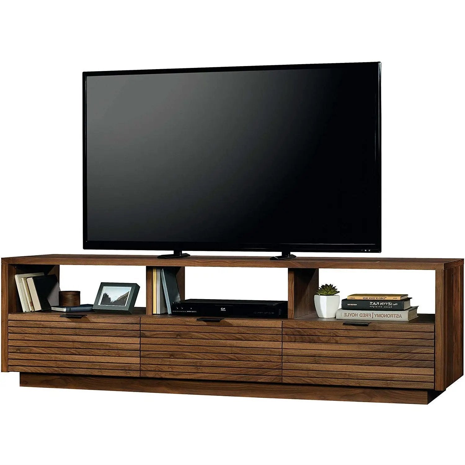 Modern Walnut Finish TV Stand Entertainment Center - Fits up to 70-inch TV by HomePacific