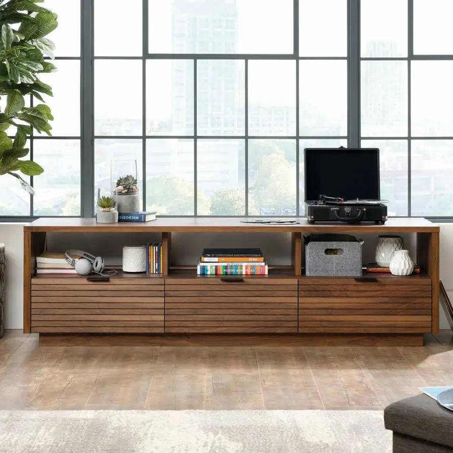 Modern Walnut Finish TV Stand Entertainment Center - Fits up to 70-inch TV by HomePacific