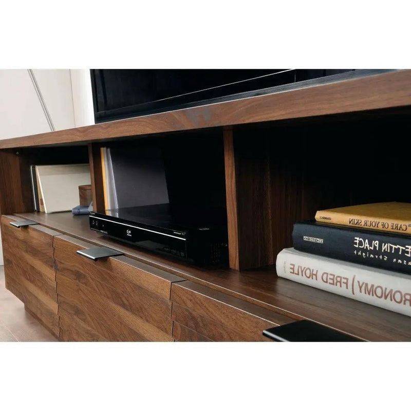 Modern Walnut Finish TV Stand Entertainment Center - Fits up to 70-inch TV by HomePacific