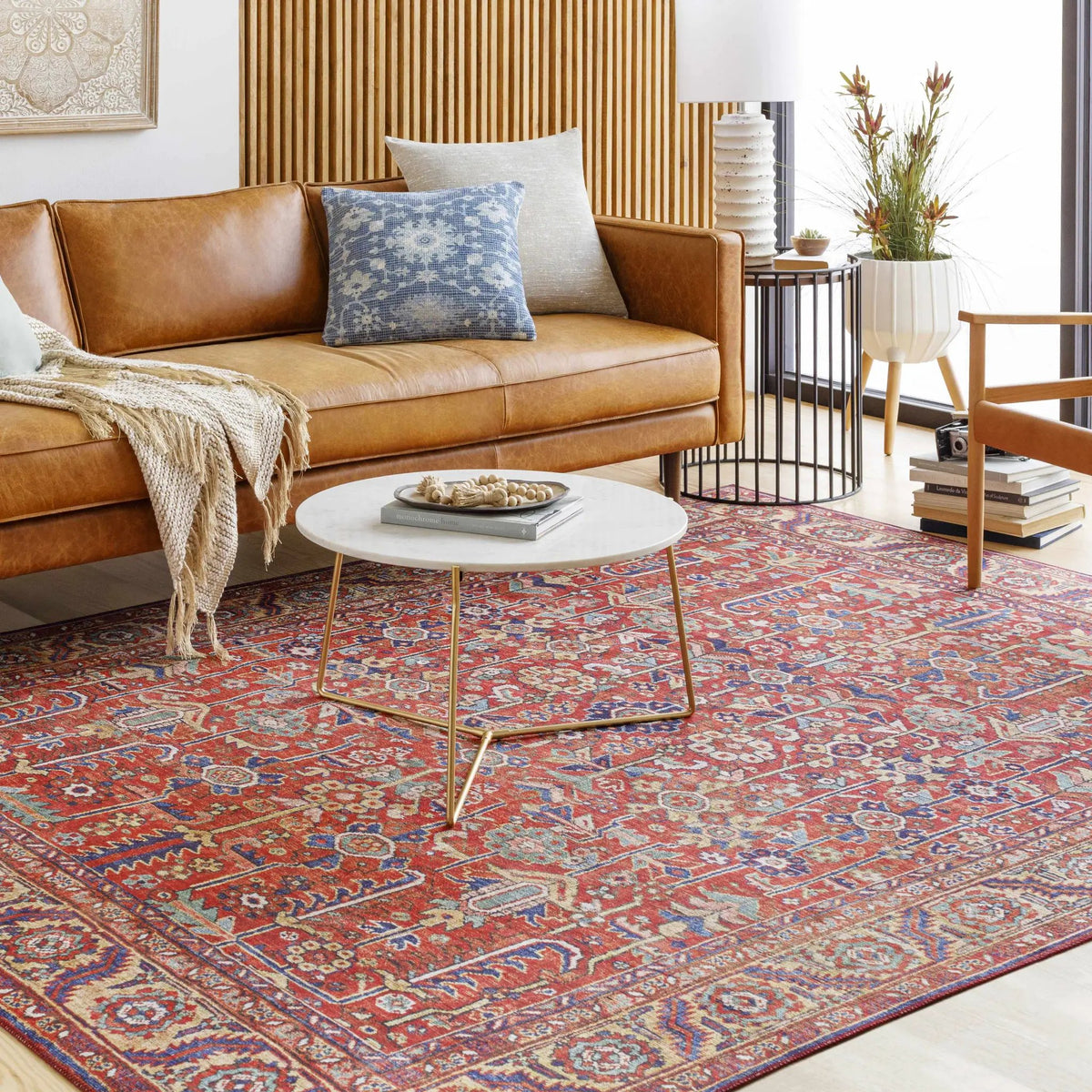 Edwardsburg Traditional Red Rug, installed in a room