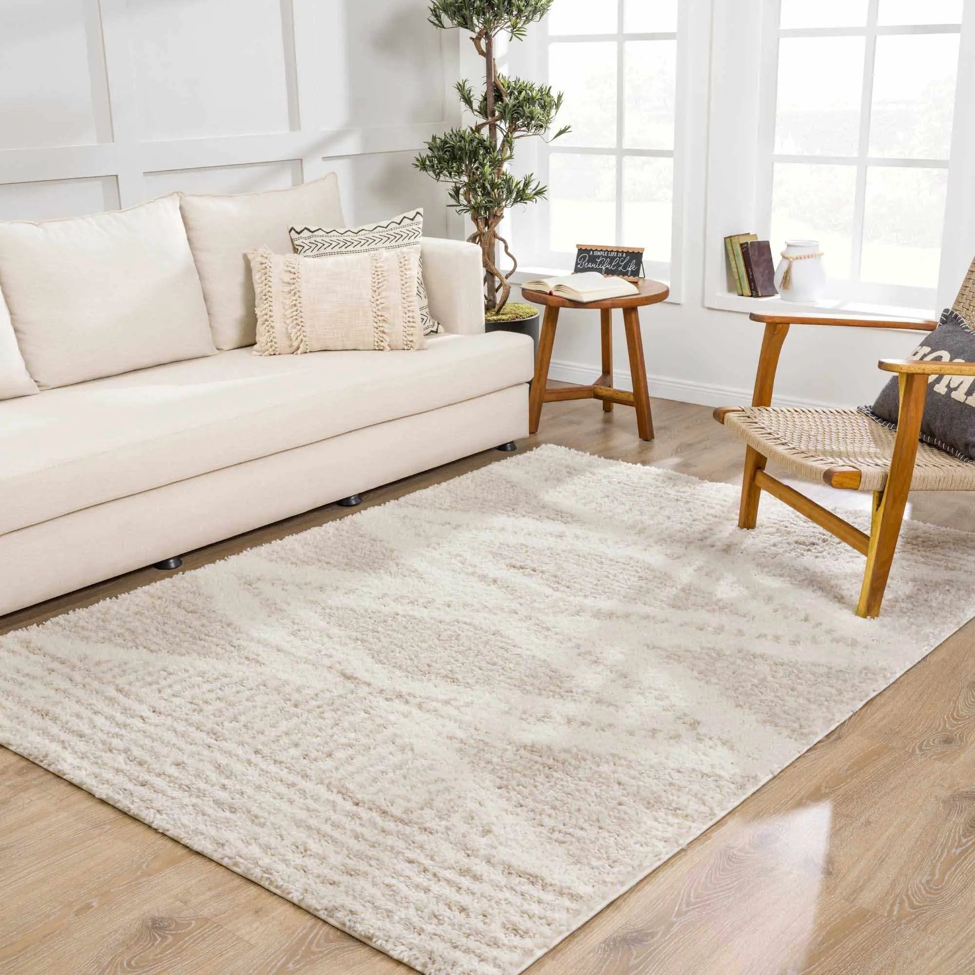 Trunding Plush Area Rug in Light Beige by Hauteloom