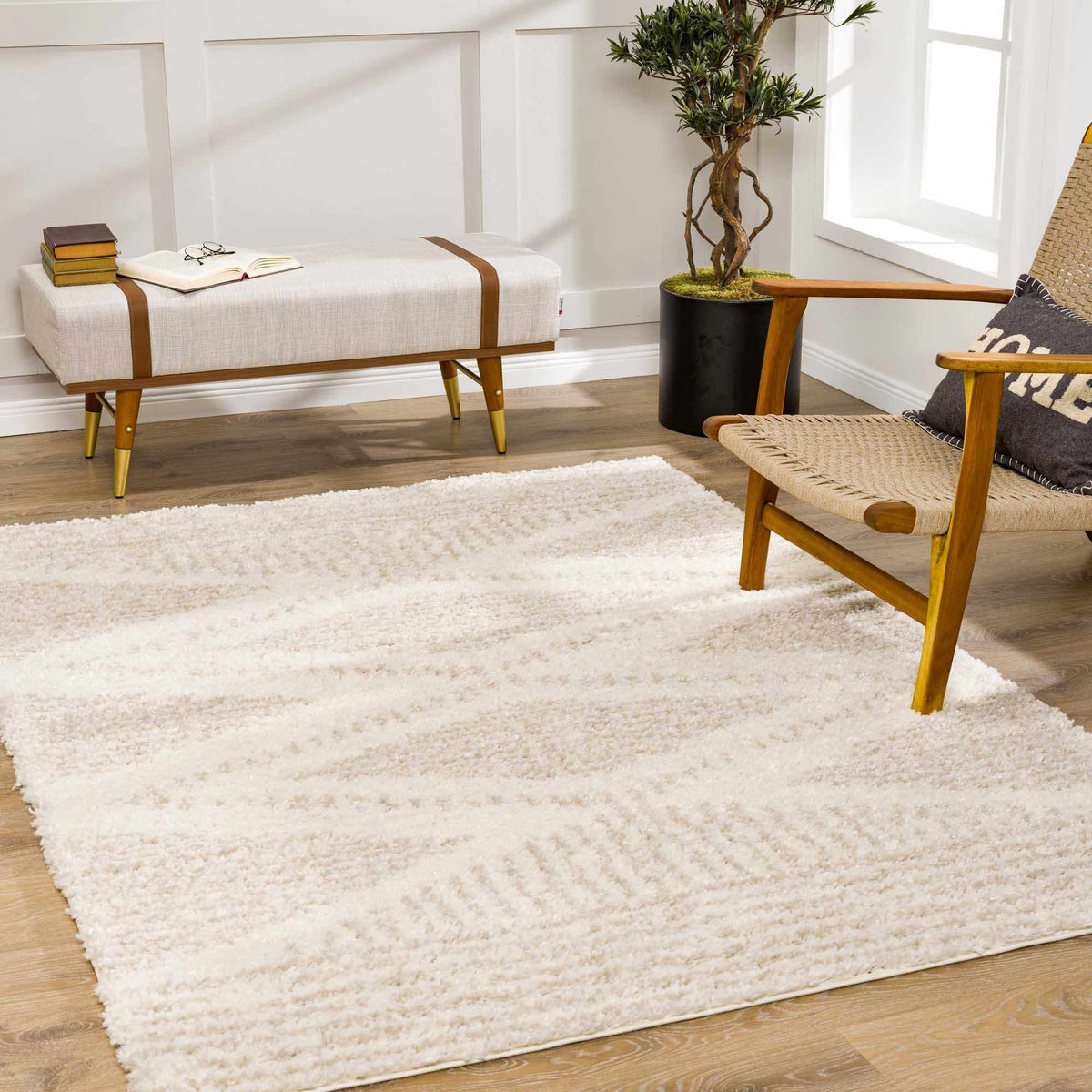 Trunding Plush Area Rug in Light Beige, installed in a room 4