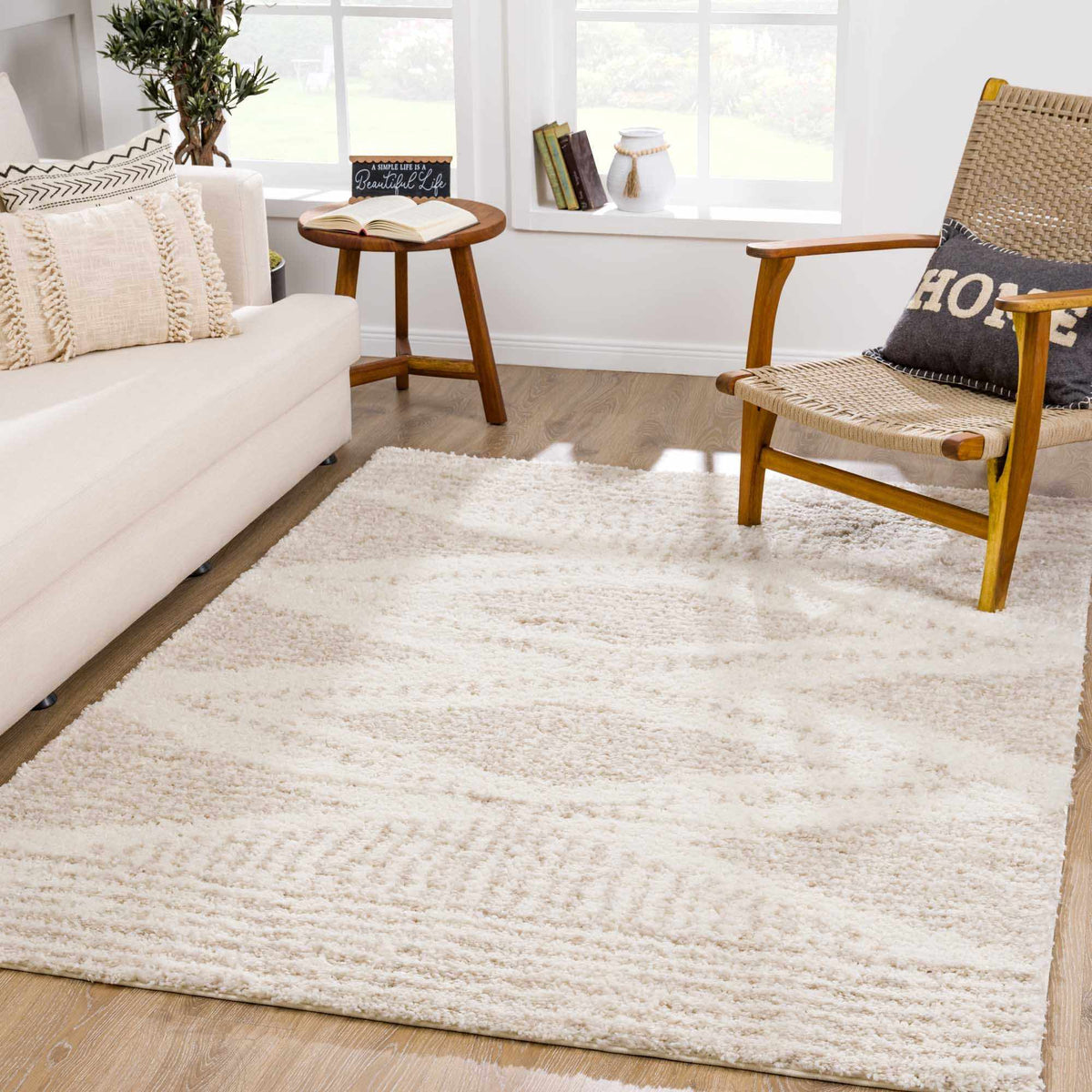 Trunding Plush Area Rug in Light Beige, installed in a room 3