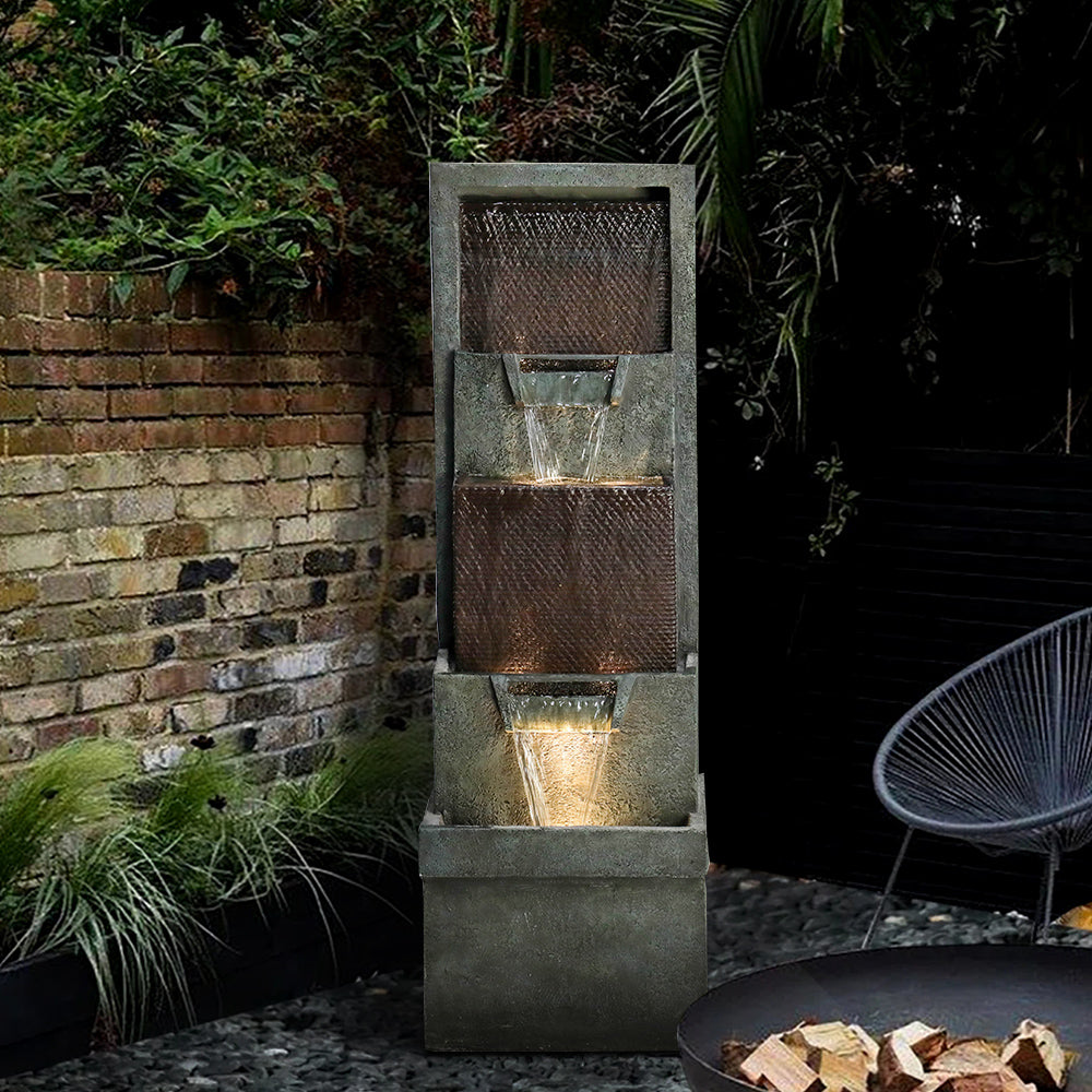 Resin 3 Tier Fountain Modern Outdoor with LED, photo 2 of 4