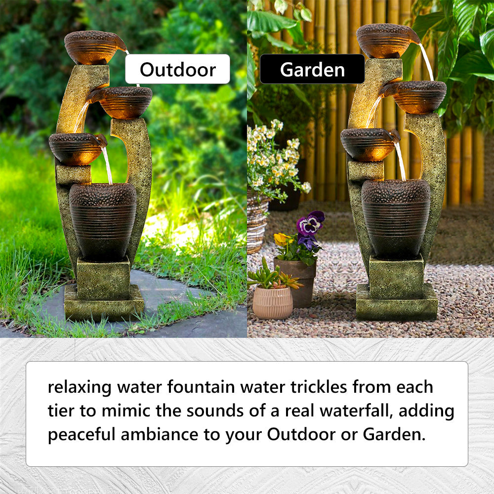 Resin Curved Sculptural Outdoor Water Fountain 40 Inch, photo 3 of 6