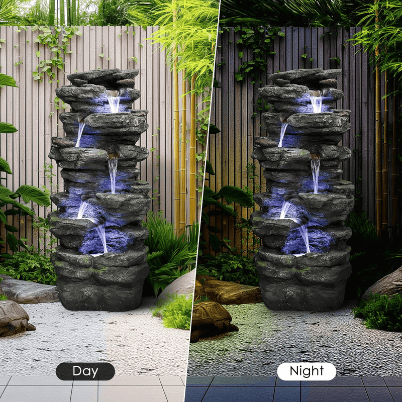 Resin Flagstone Outdoor Water Fountain with Moss 40 in, photo 5 of 13