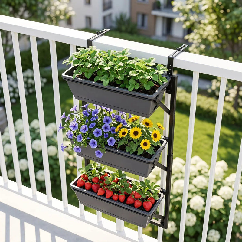 Deck Railing Planter Box with 3-Tier Adjustable Design by DirectDeals