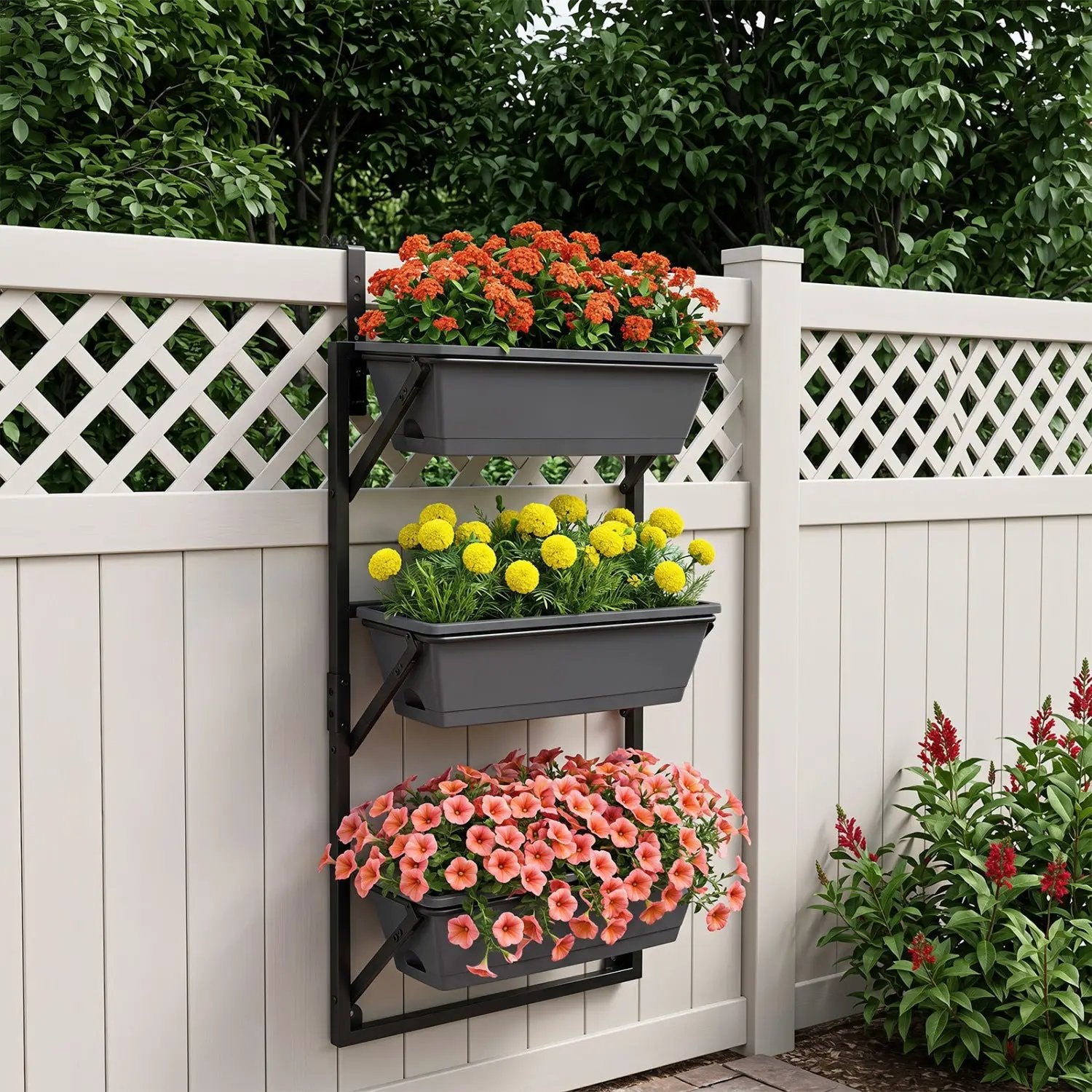 Deck Railing Planter Box with 3-Tier Adjustable Design by DirectDeals