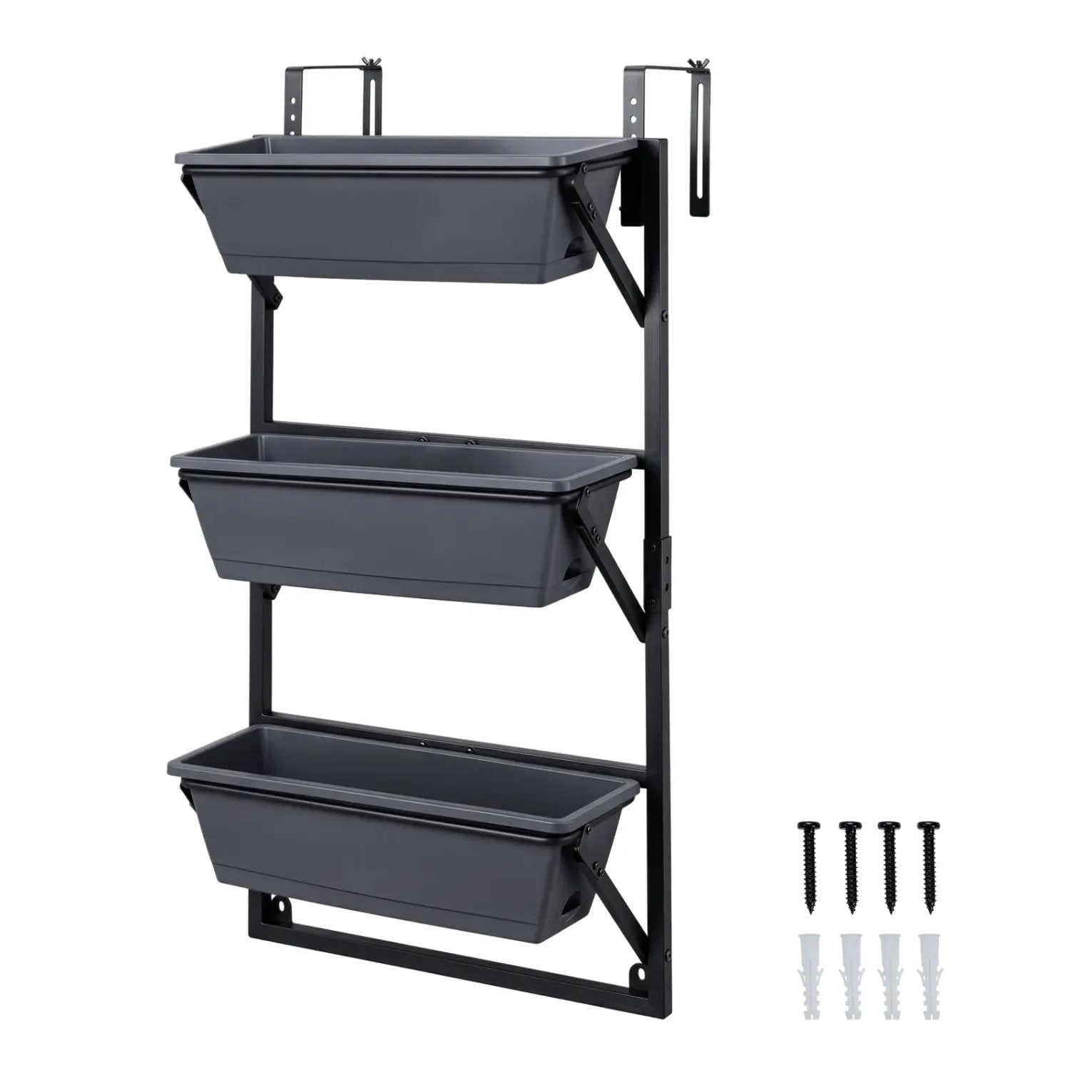 Deck Railing Planter Box with 3-Tier Adjustable Design by DirectDeals